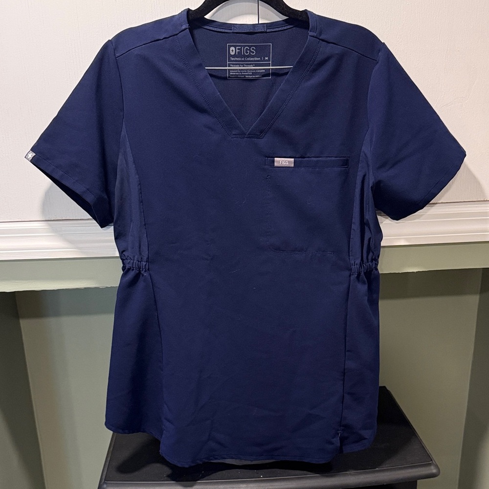 Figs Maternity Women's Navy Short Sleeve Scrub Top